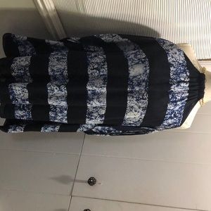 Michael kors navy and white flowy dress with high neck chain